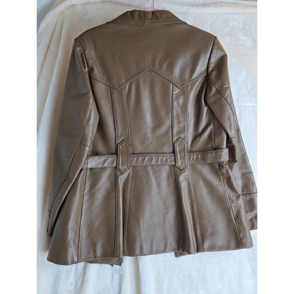 Vintage Miss Simone Women's Brown Leather Belted Blazer Jacket Size 12 - Picture 5 of 5